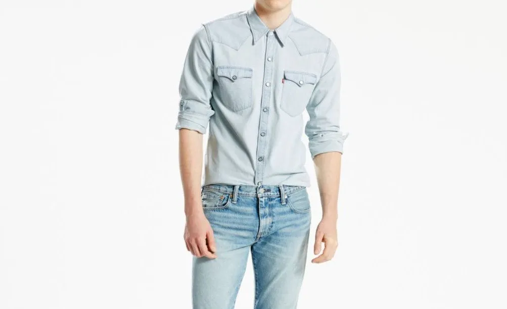 658160147 Levi's Premium Barstow Western Shirt Red Cast Ultra Light