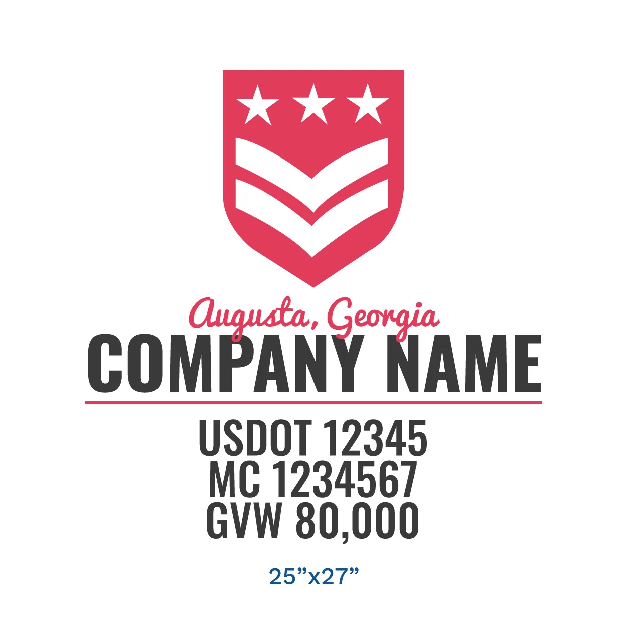 Company Name Truck Door Decal (USDOT), 2 Pack