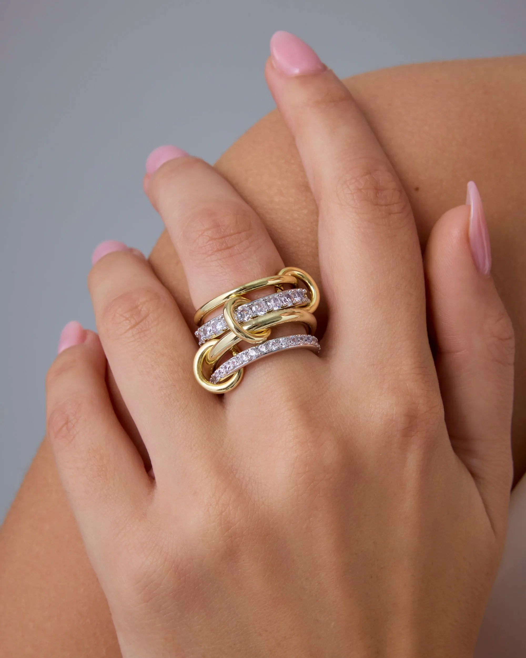 Interlocked Mixed-Metal Shine Ring