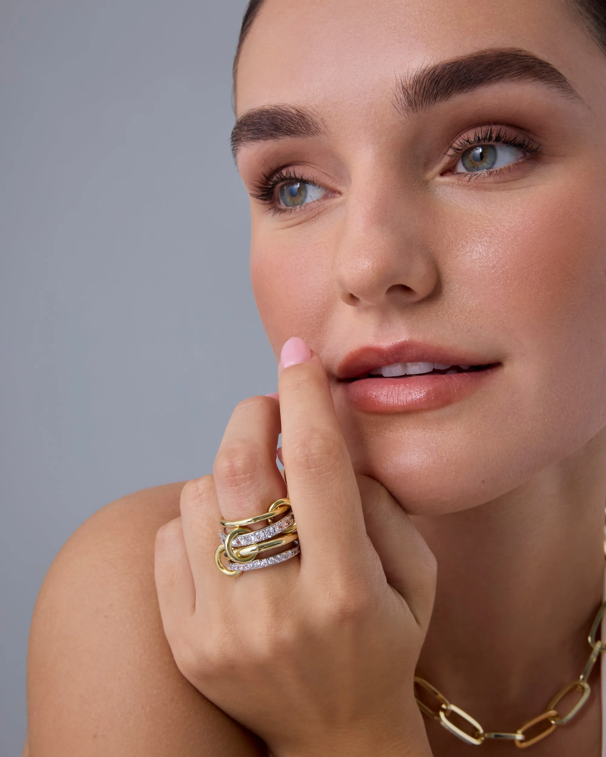 Interlocked Mixed-Metal Shine Ring