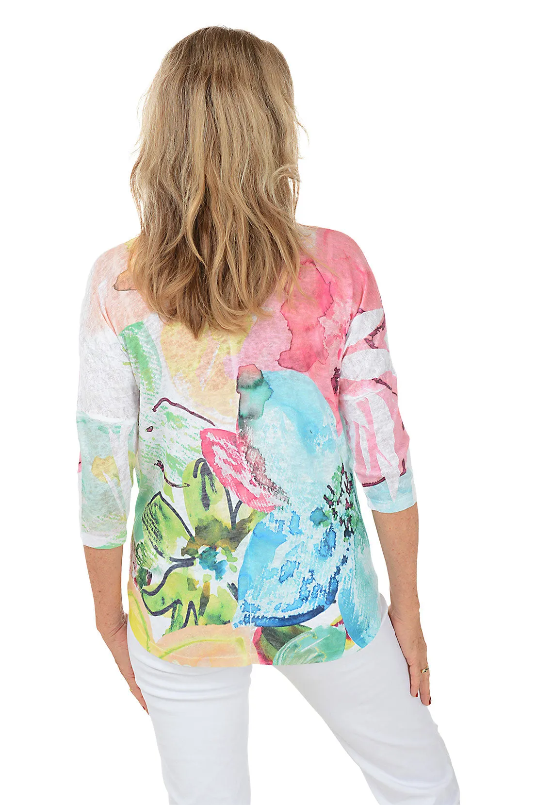 Petite Vivid Spring Curved Hem Knit Top